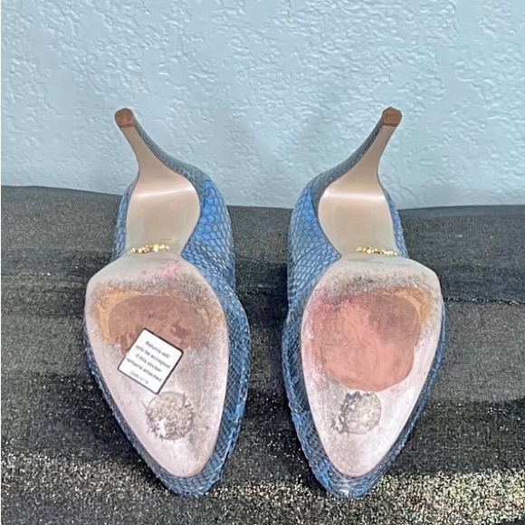 Prada Blue Snakeskin Platform Pumps 38.5 - Picture 4 of 6